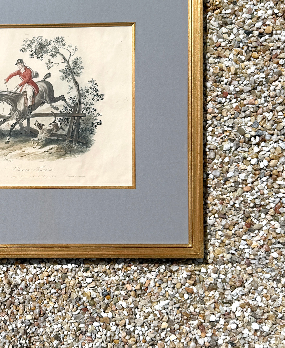 Antique 19th Century French Fox-Hunting print "Barriére Franchie"
