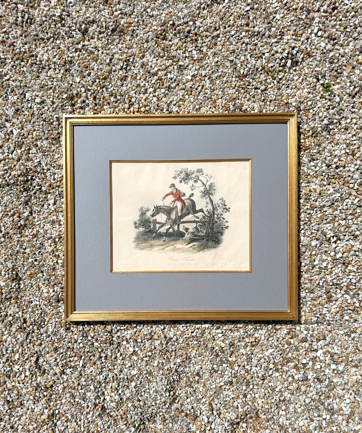 Antique 19th Century French Fox-Hunting print "Barriére Franchie"