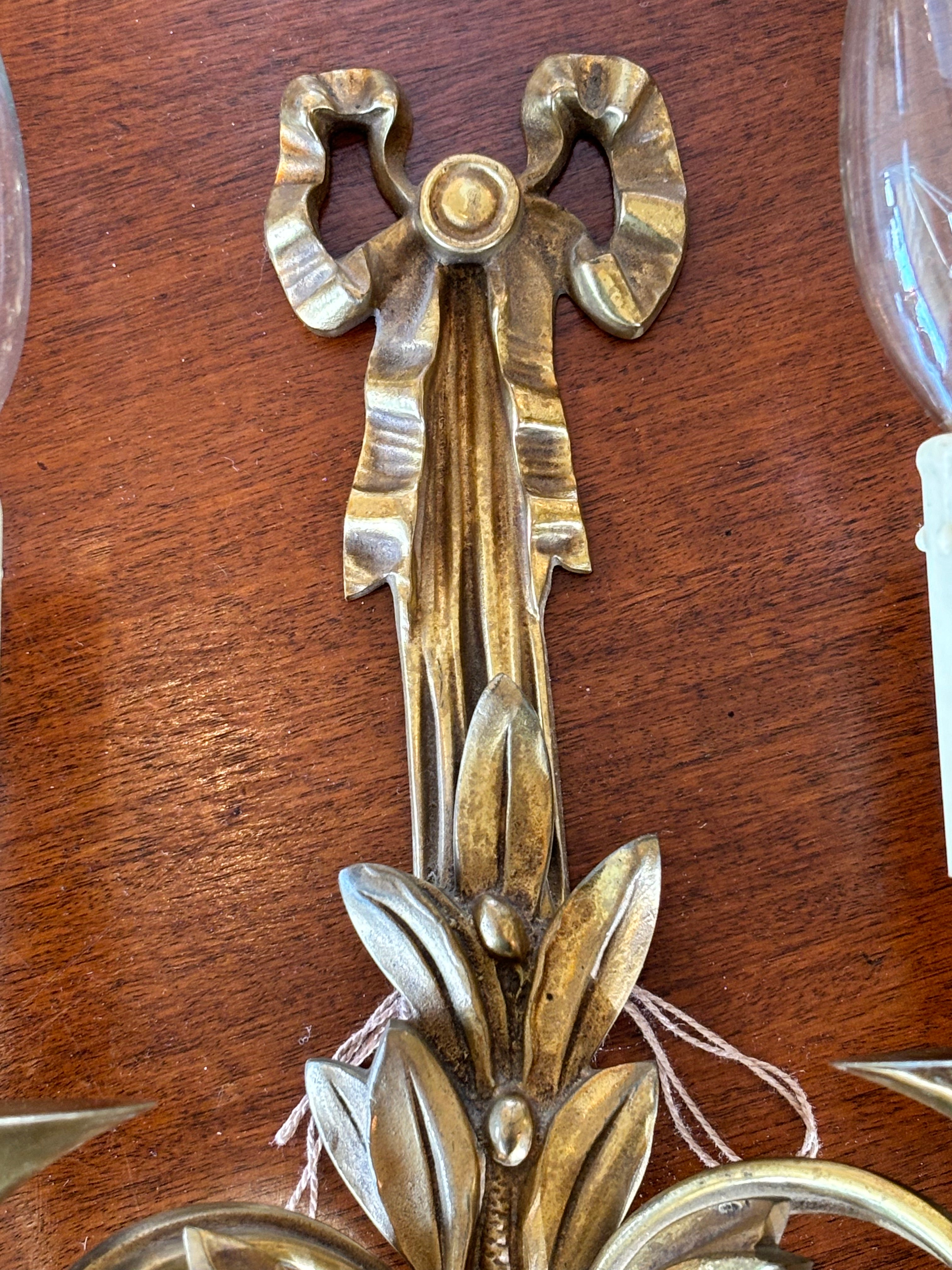 Pair of Antique French Sconces Louis XVI with Bow Detail