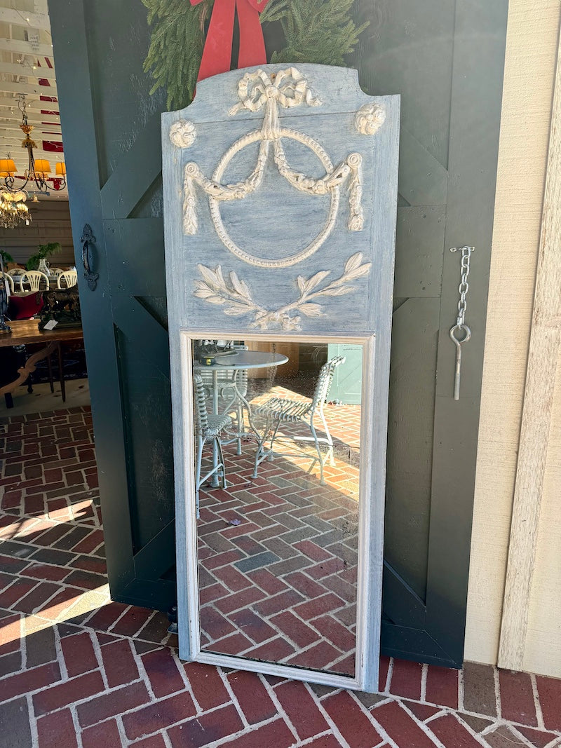 Antique French Trumeau, Louis XVI Blue Patina