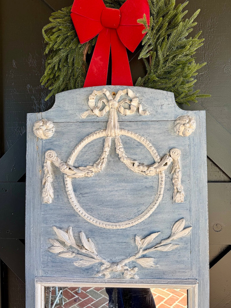 Antique French Trumeau, Louis XVI Blue Patina