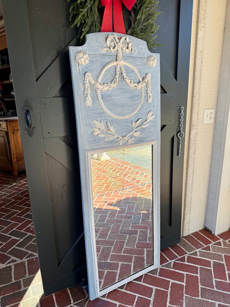 Antique French Trumeau, Louis XVI Blue Patina