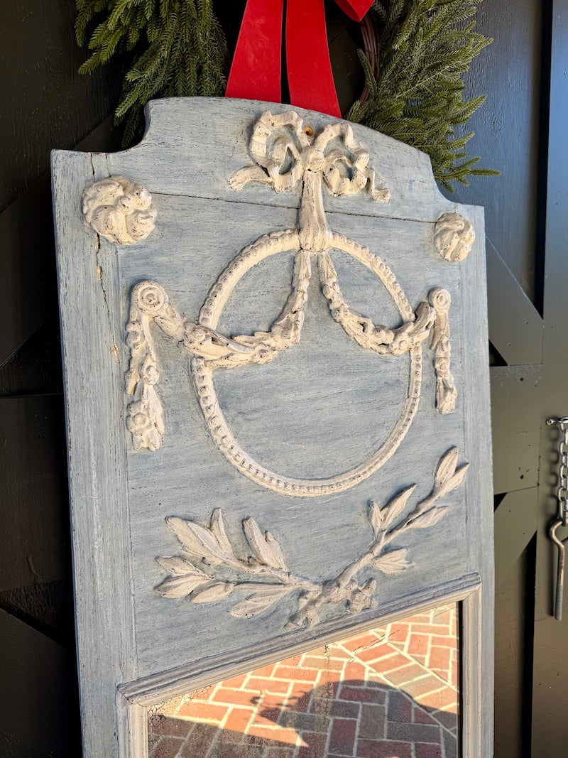 Antique French Trumeau, Louis XVI Blue Patina