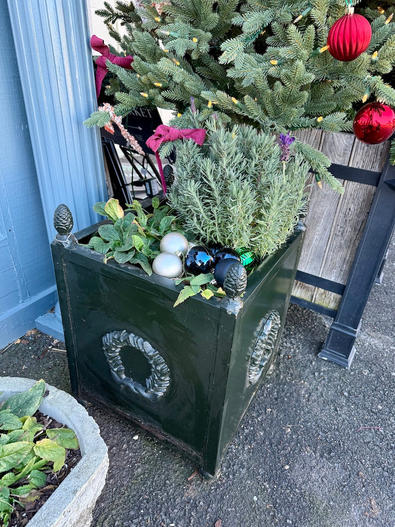 Antique French Pair of Dark Green Planters