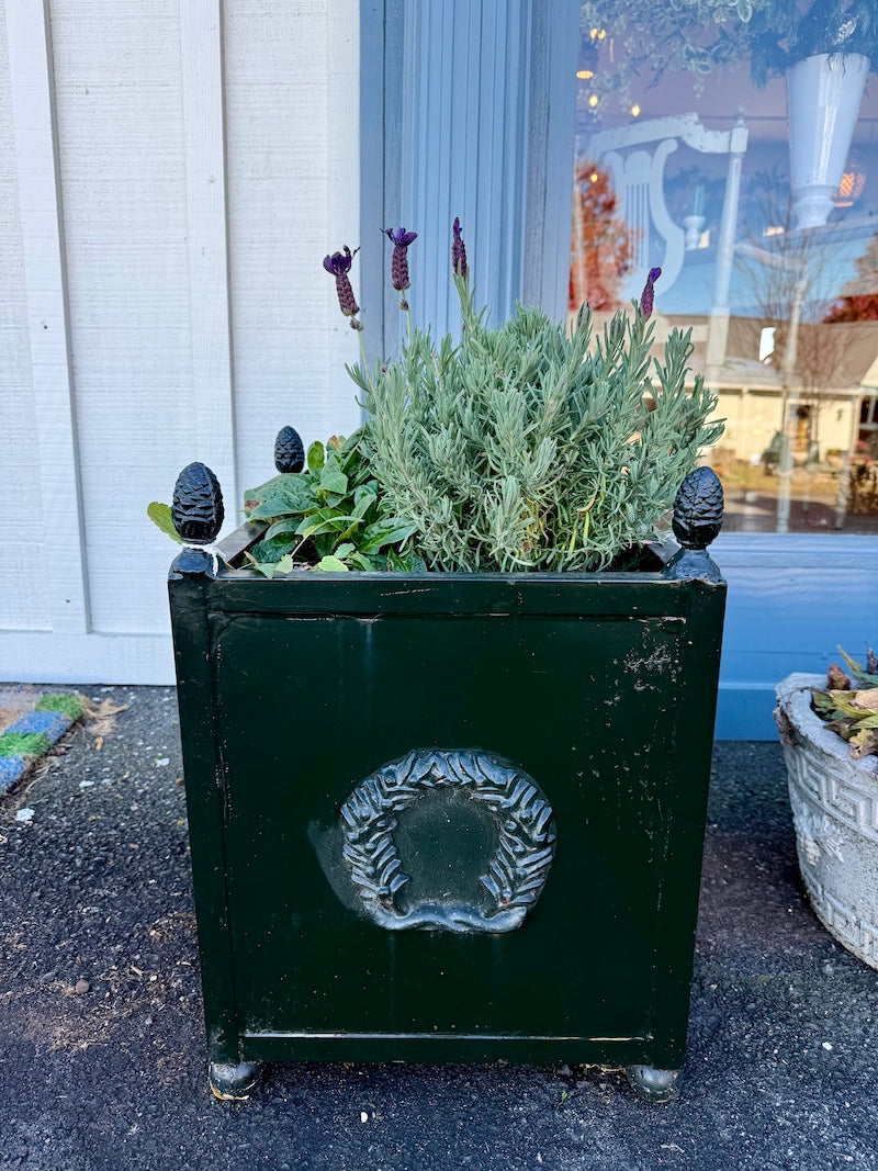 Antique French Pair of Dark Green Planters