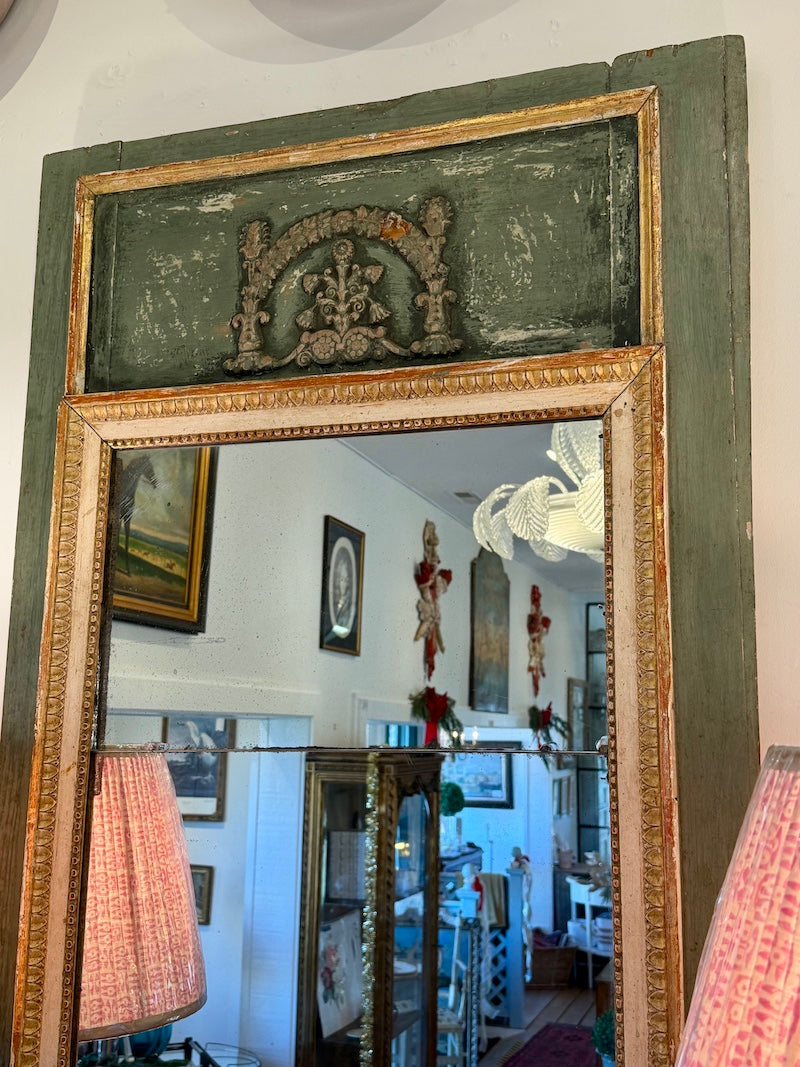 Antique French Trumeau, Green Patina
