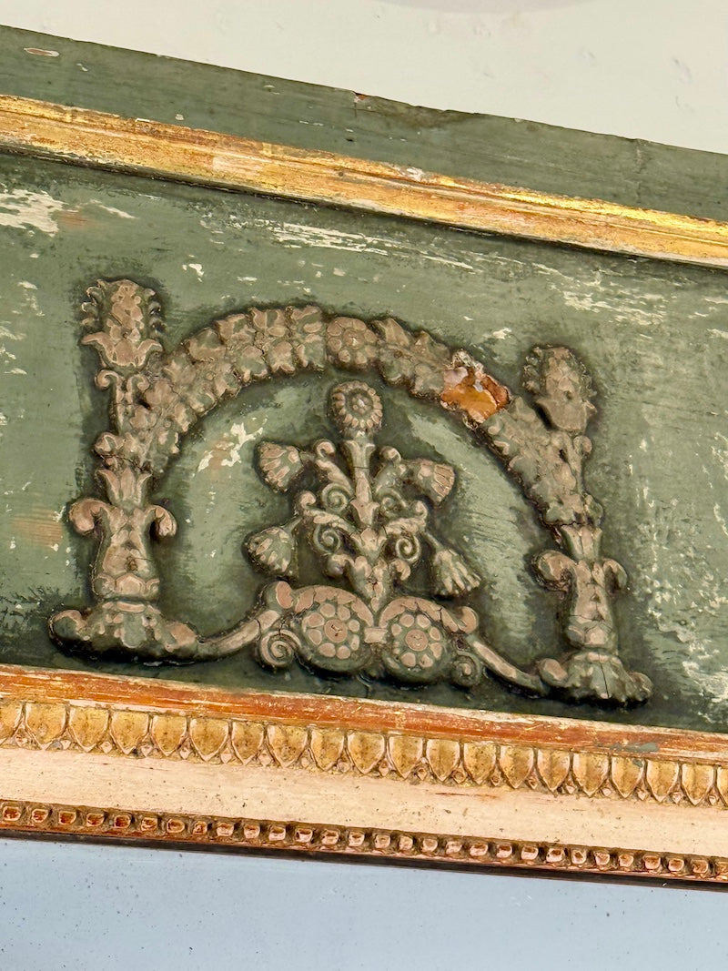 Antique French Trumeau, Green Patina