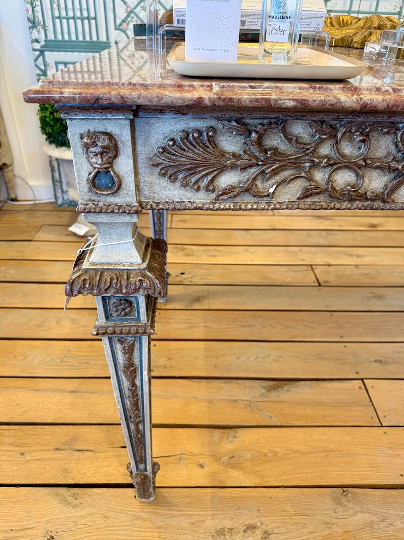 Antique Italian Tuscan Table with Marble Top