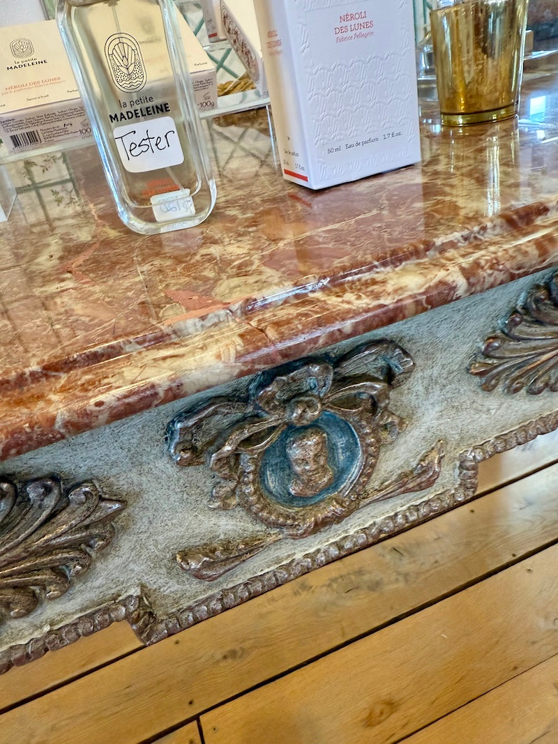 Antique Italian Tuscan Table with Marble Top