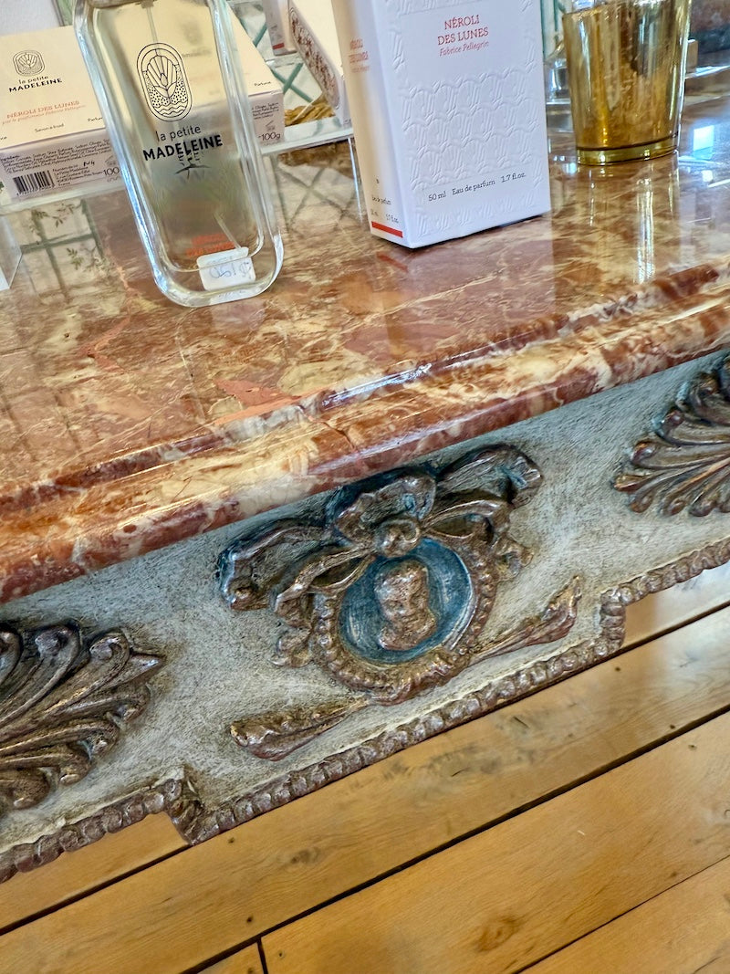 Antique Italian Tuscan Table with Marble Top