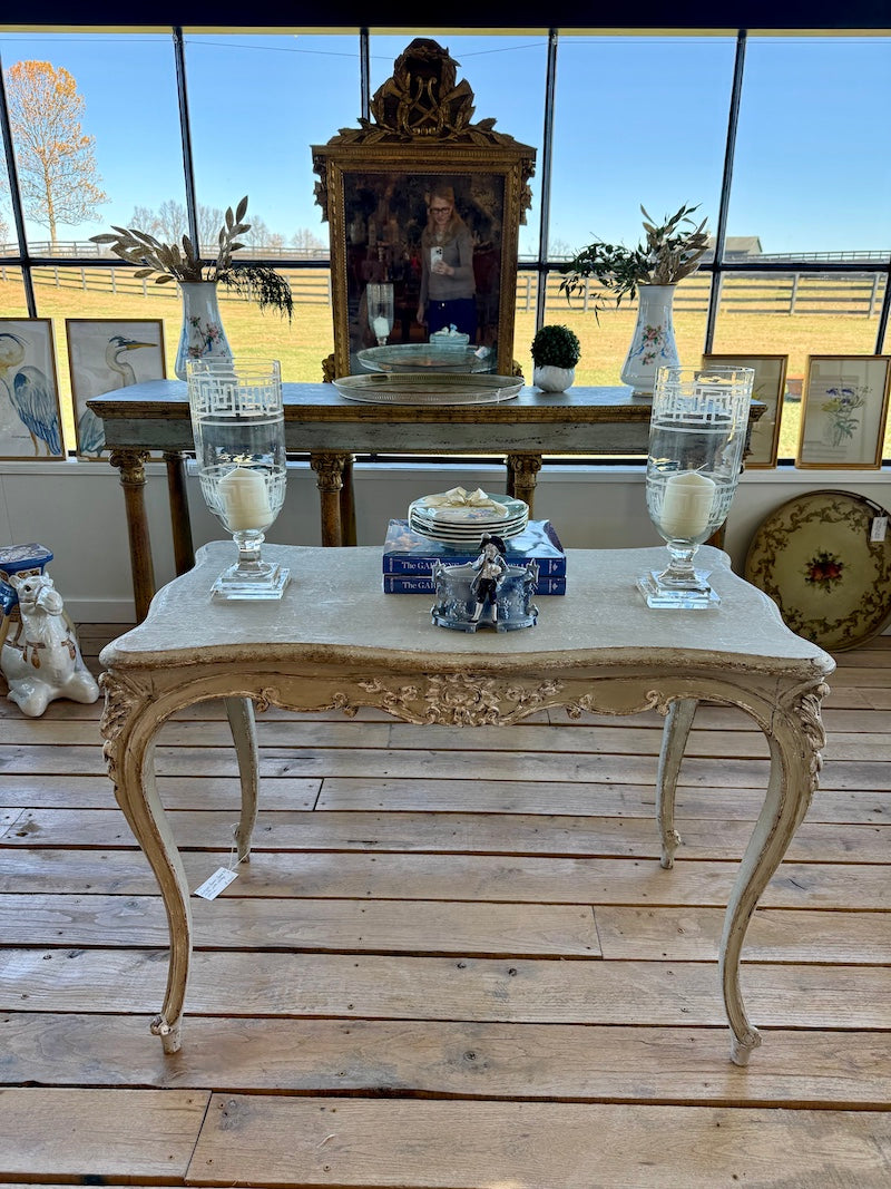 Antique French Louis XV Table with Chalky Patina
