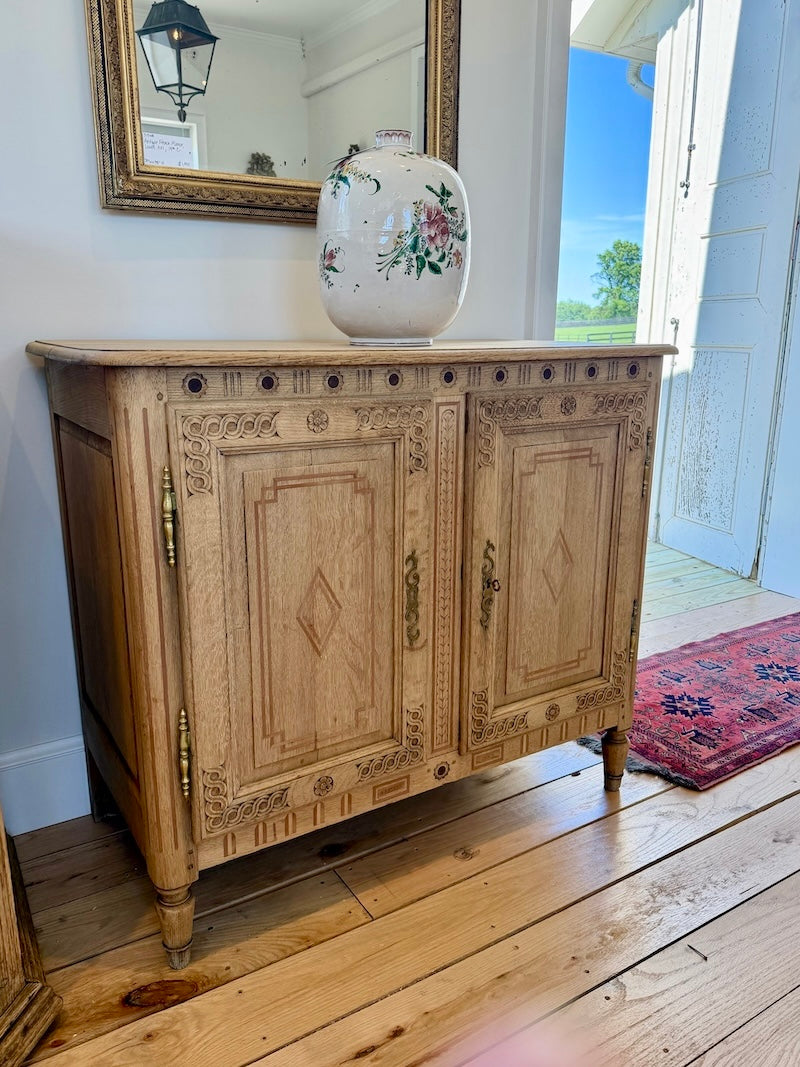 Antique Belgian De Liege Cabinet, White Oak