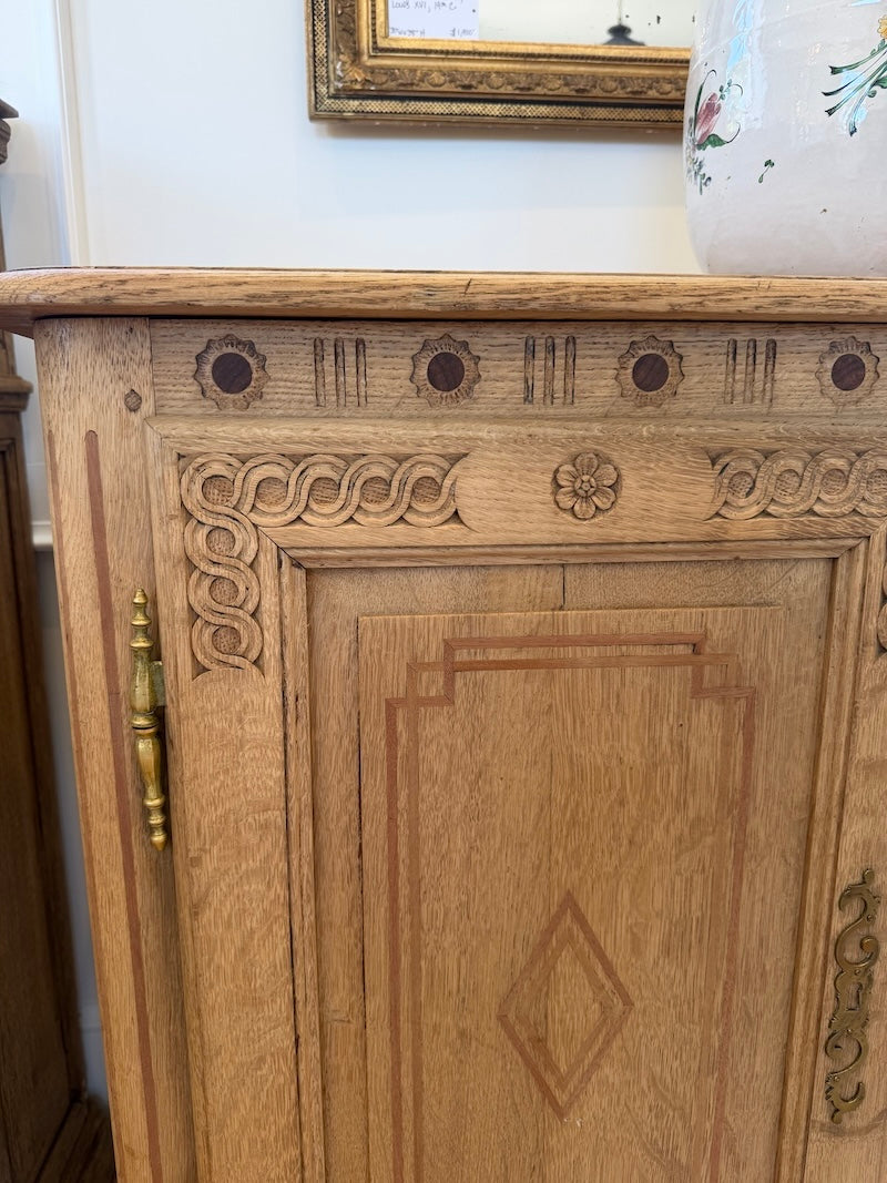Antique Belgian De Liege Cabinet, White Oak
