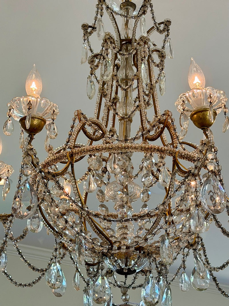Antique French Chandeliers with Stunning Crystals