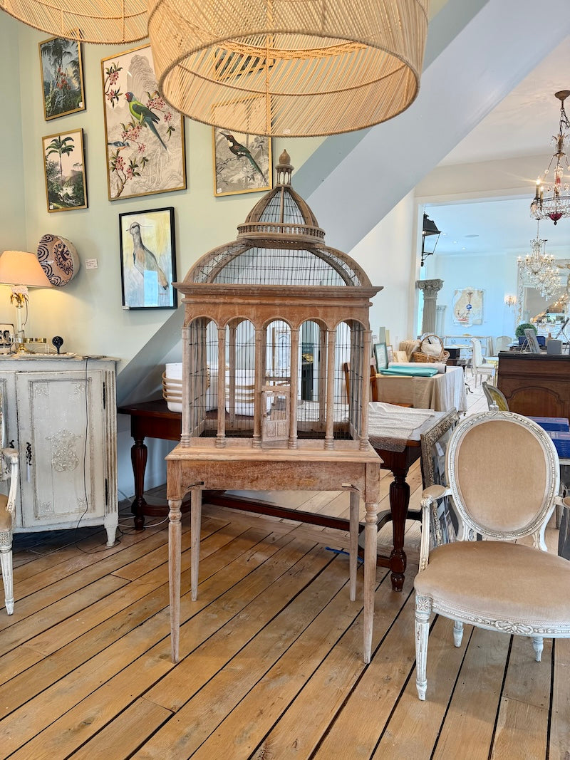 Antique French Wood Birdcage, 19th C.