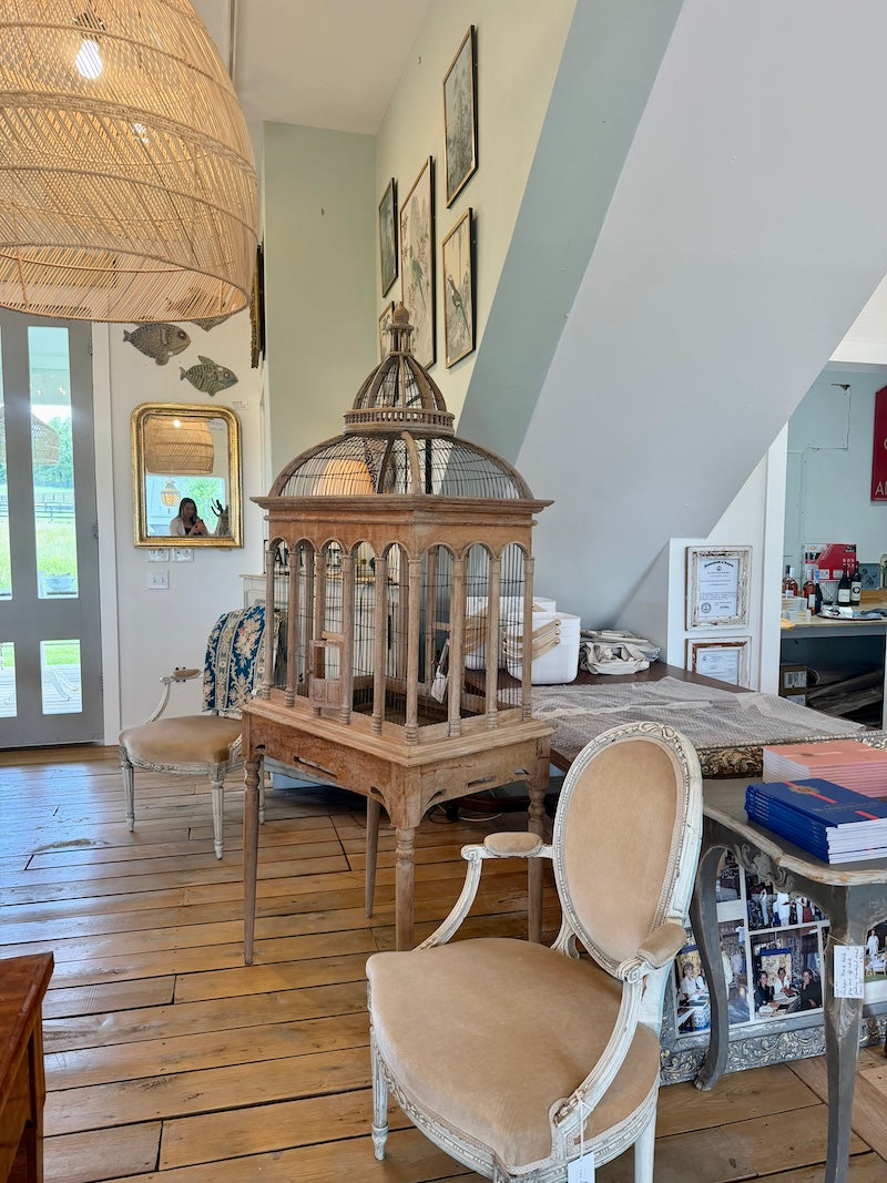 Antique French Wood Birdcage, 19th C.