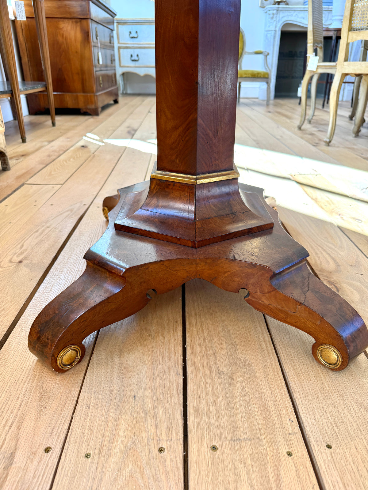 Antique Late Biedermeier Parcel - Gilt Mahogany Center Table