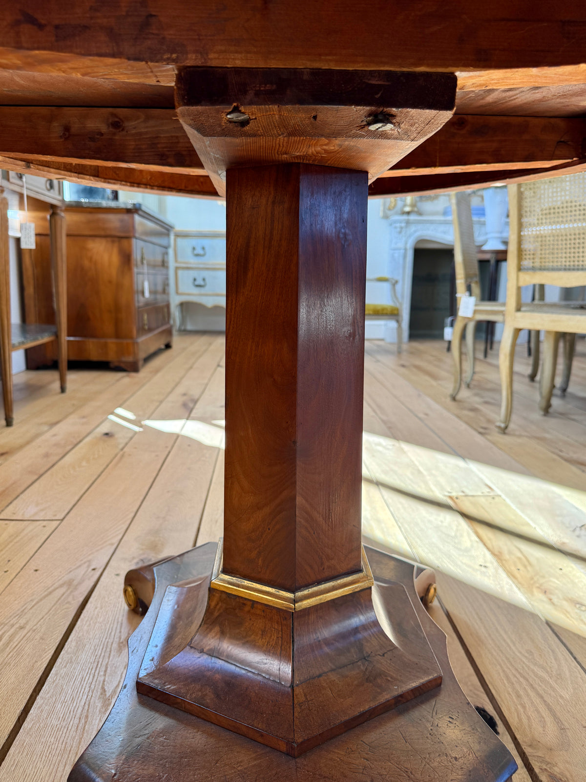Antique Late Biedermeier Parcel - Gilt Mahogany Center Table
