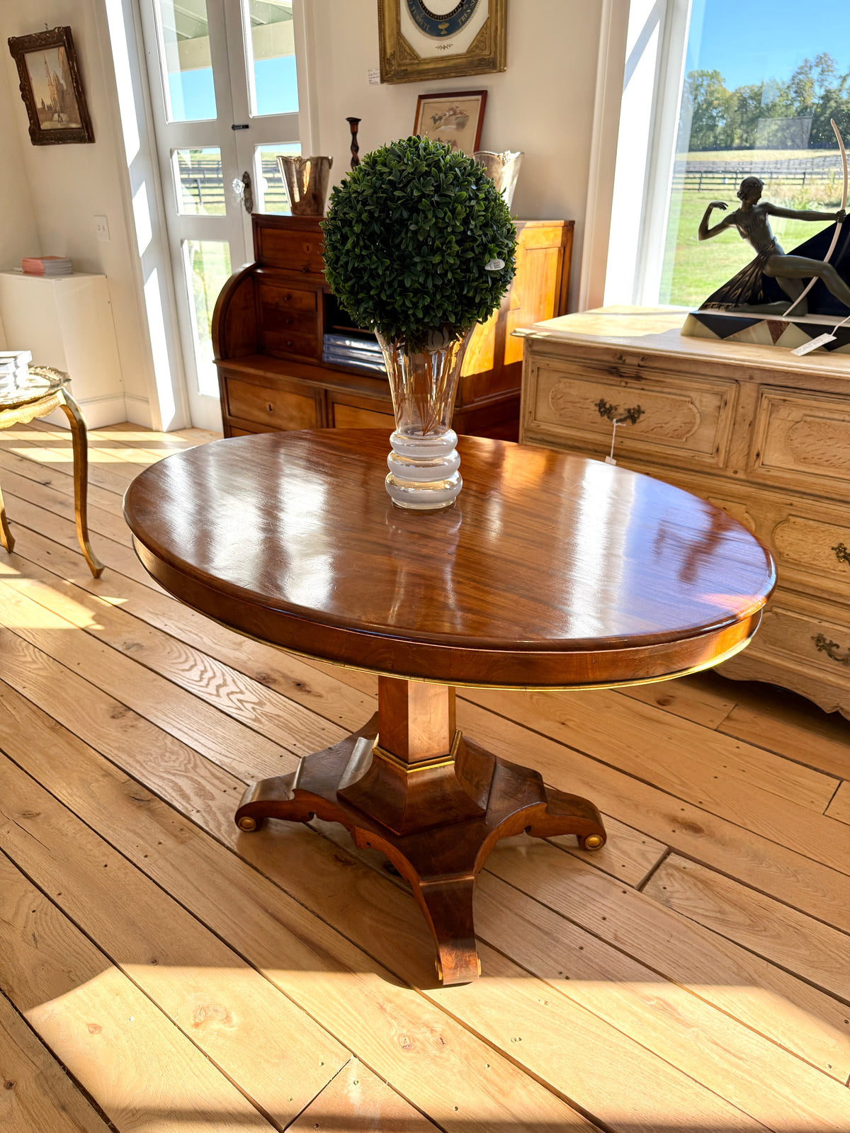 Antique Late Biedermeier Parcel - Gilt Mahogany Center Table