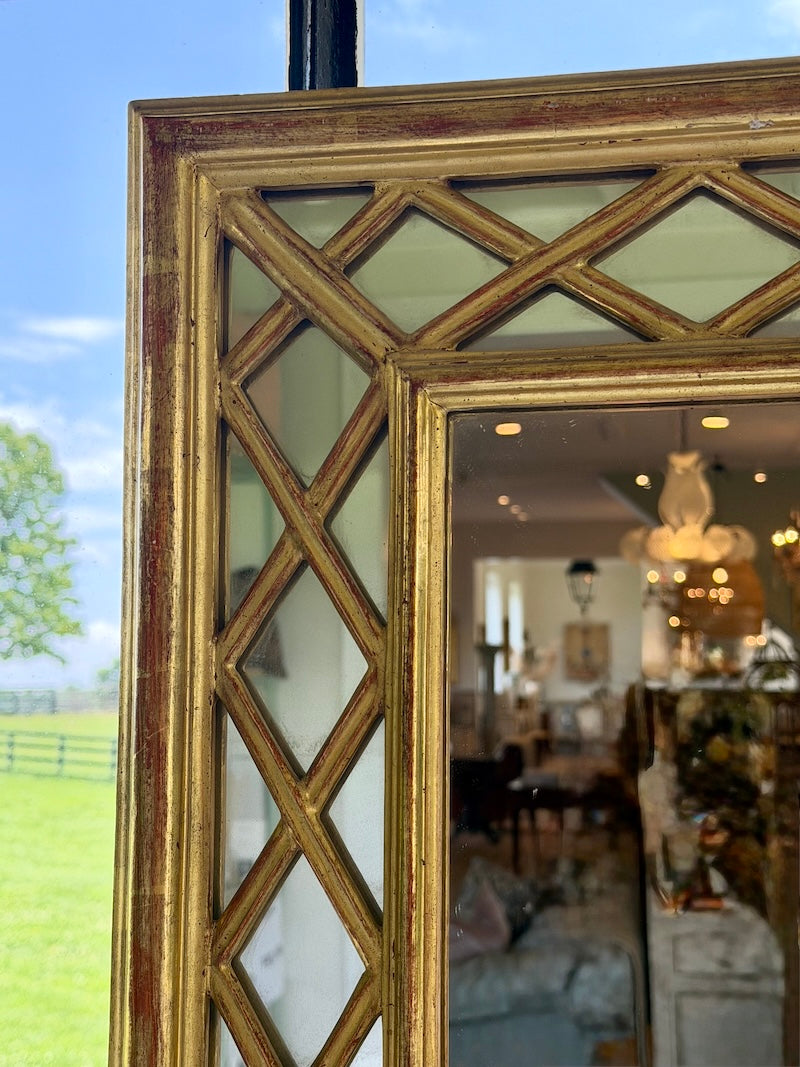 French Mirror with Gilded Trellis Frame