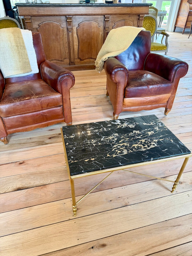 Antique French Bronze Table with Marble Top 19th C.