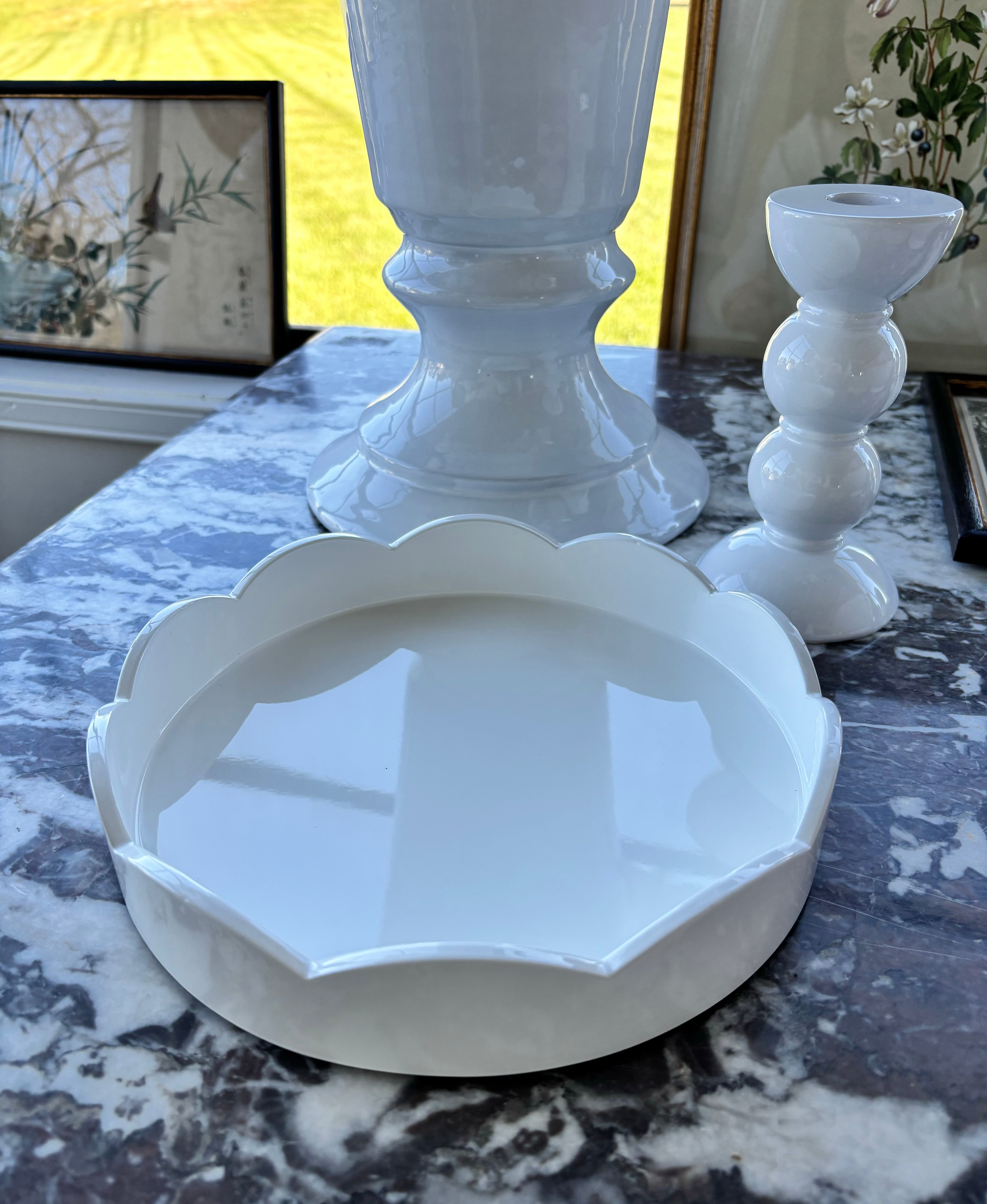 British Design by Addison Ross Bobbin White Small Lacquered Candlestick