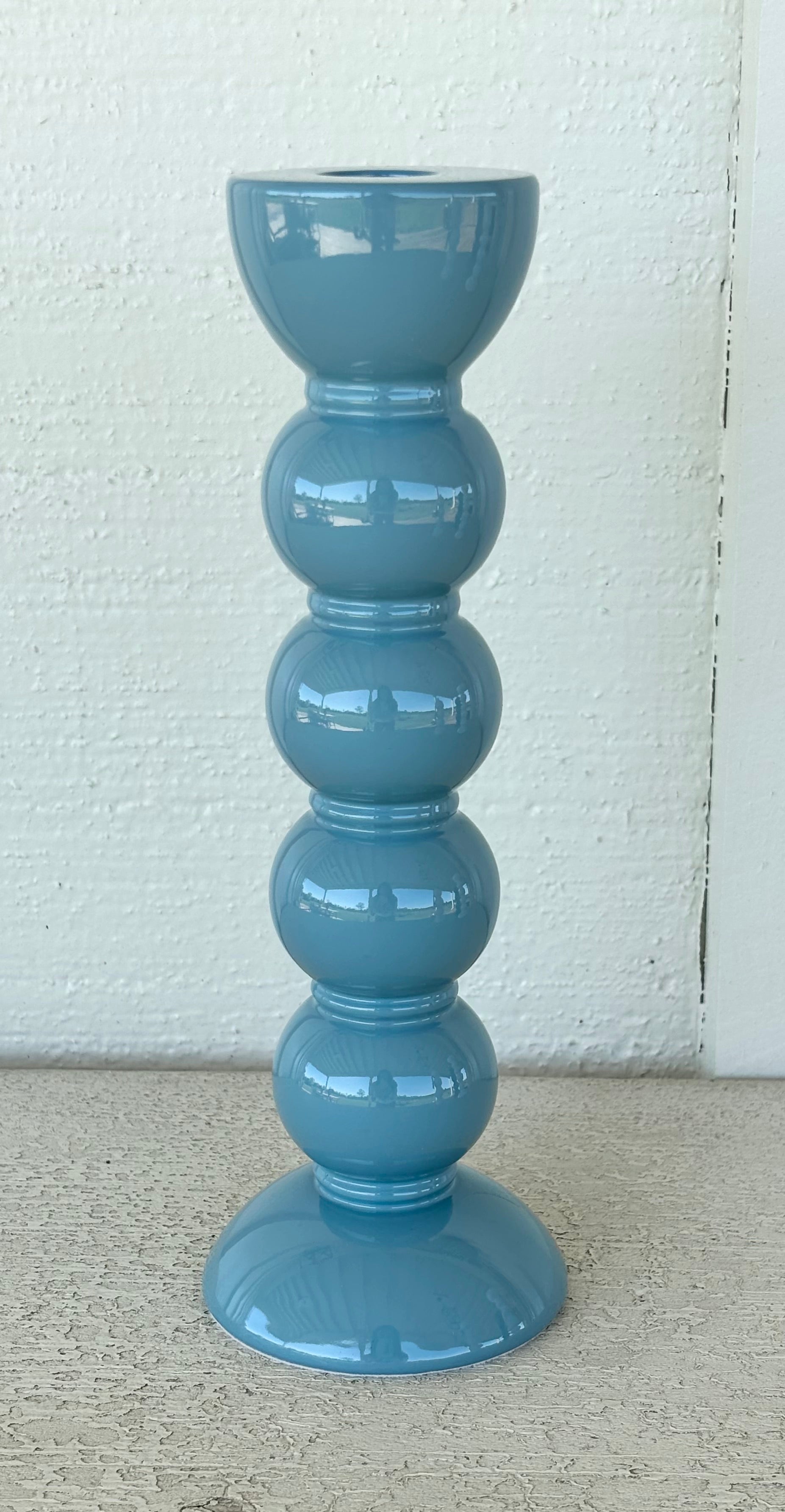 British Design by Addison Ross  Bobbin Chambray Medium Lacquered Candlestick