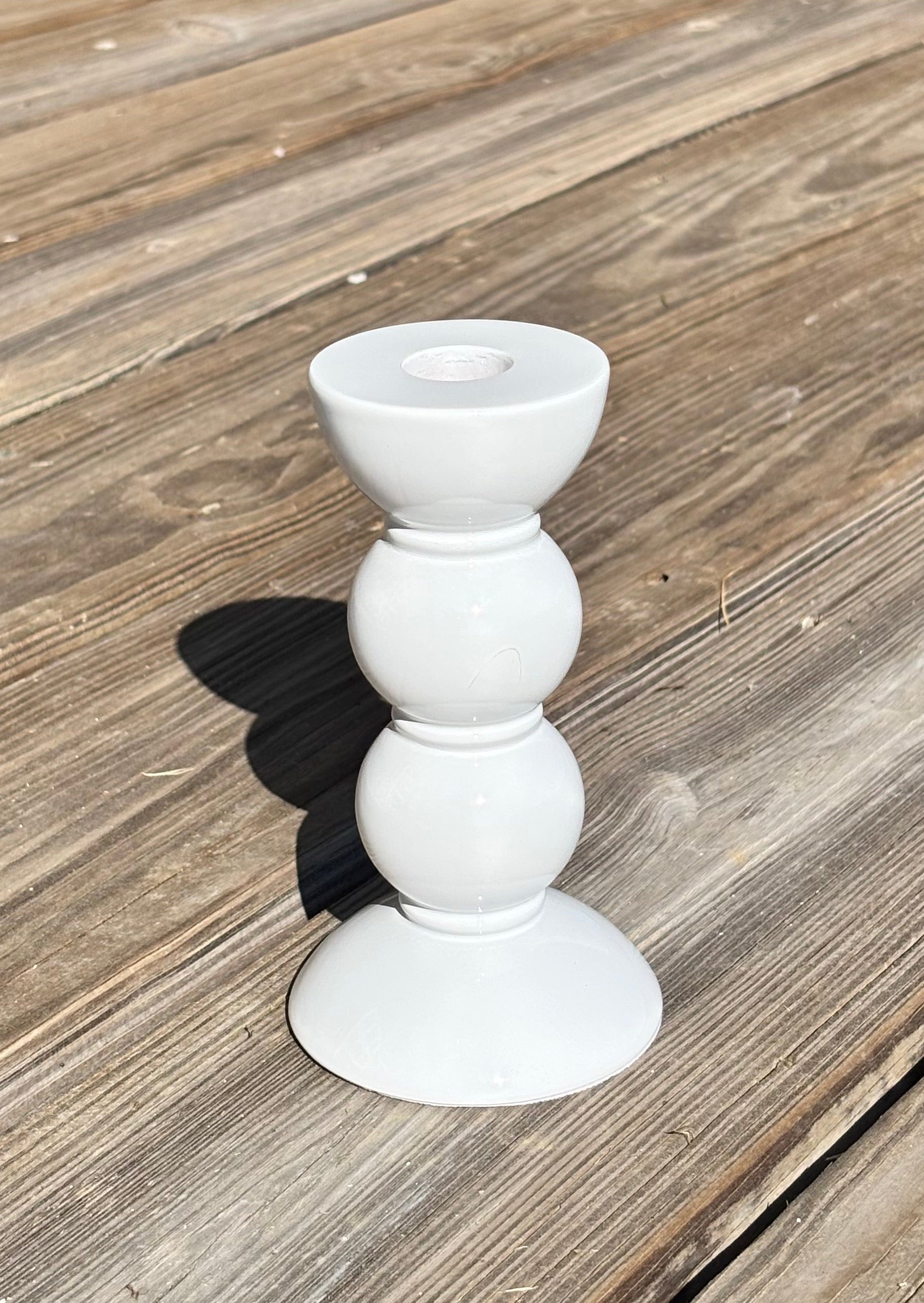 British Design by Addison Ross Bobbin White Small Lacquered Candlestick