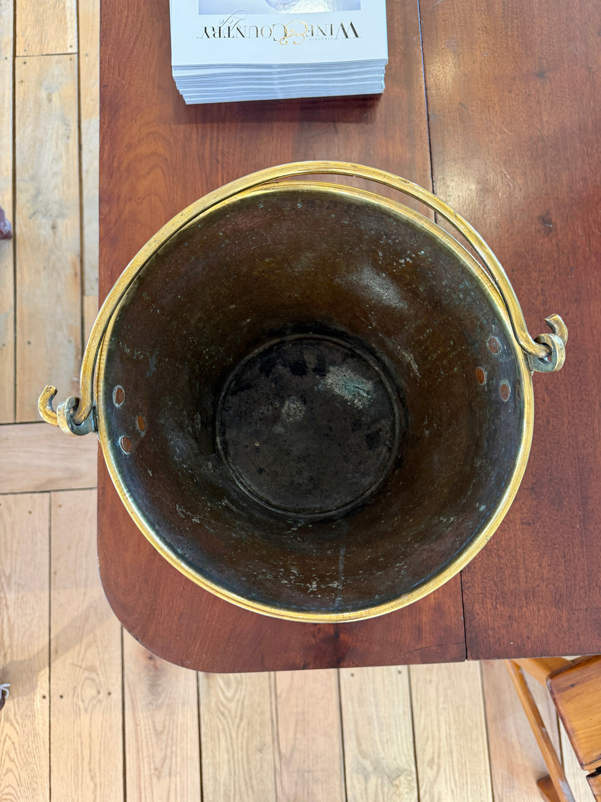 Antique English Brass with Swing Handle Bucket