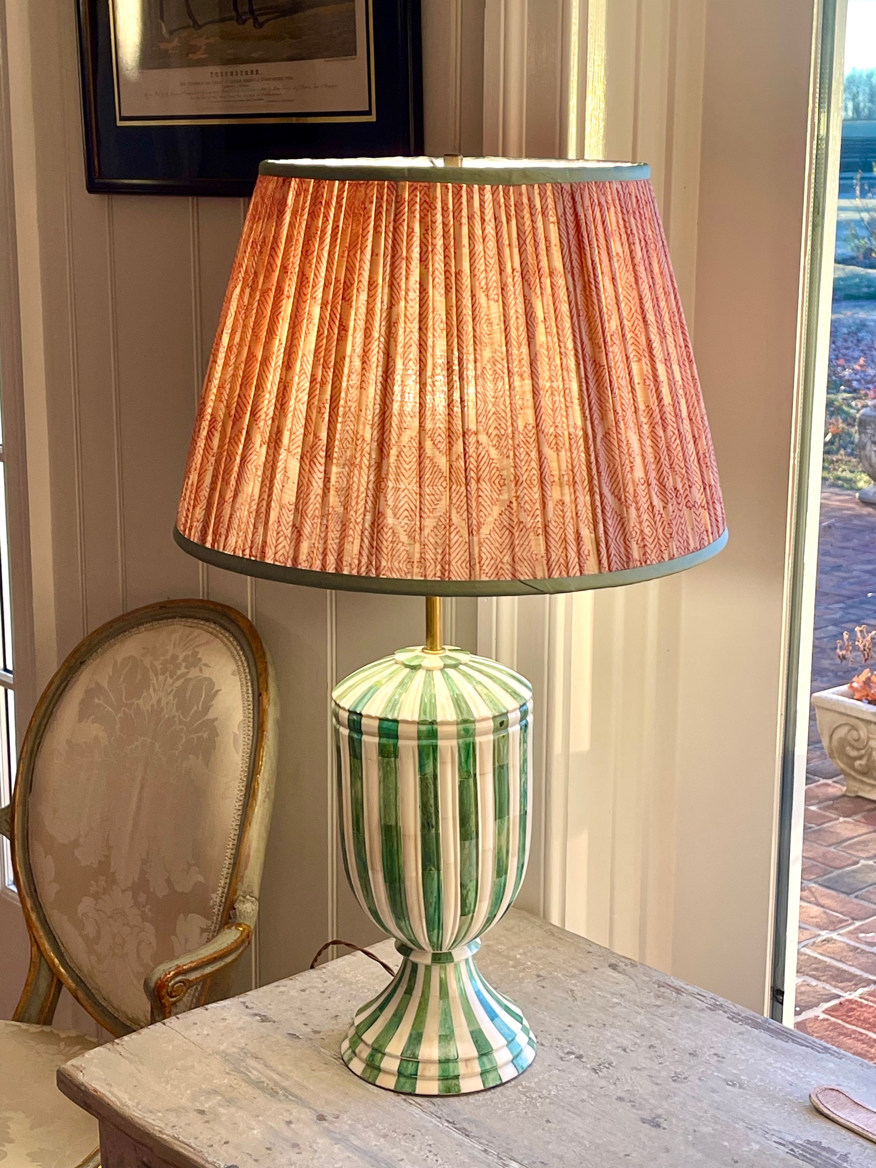 Pink pleated silk Lampshade