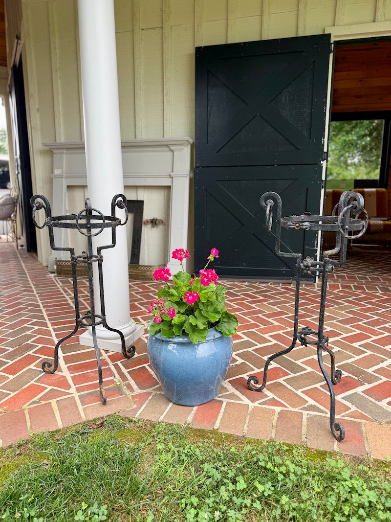 Antique Pair of Wrought Iron Plant Stands