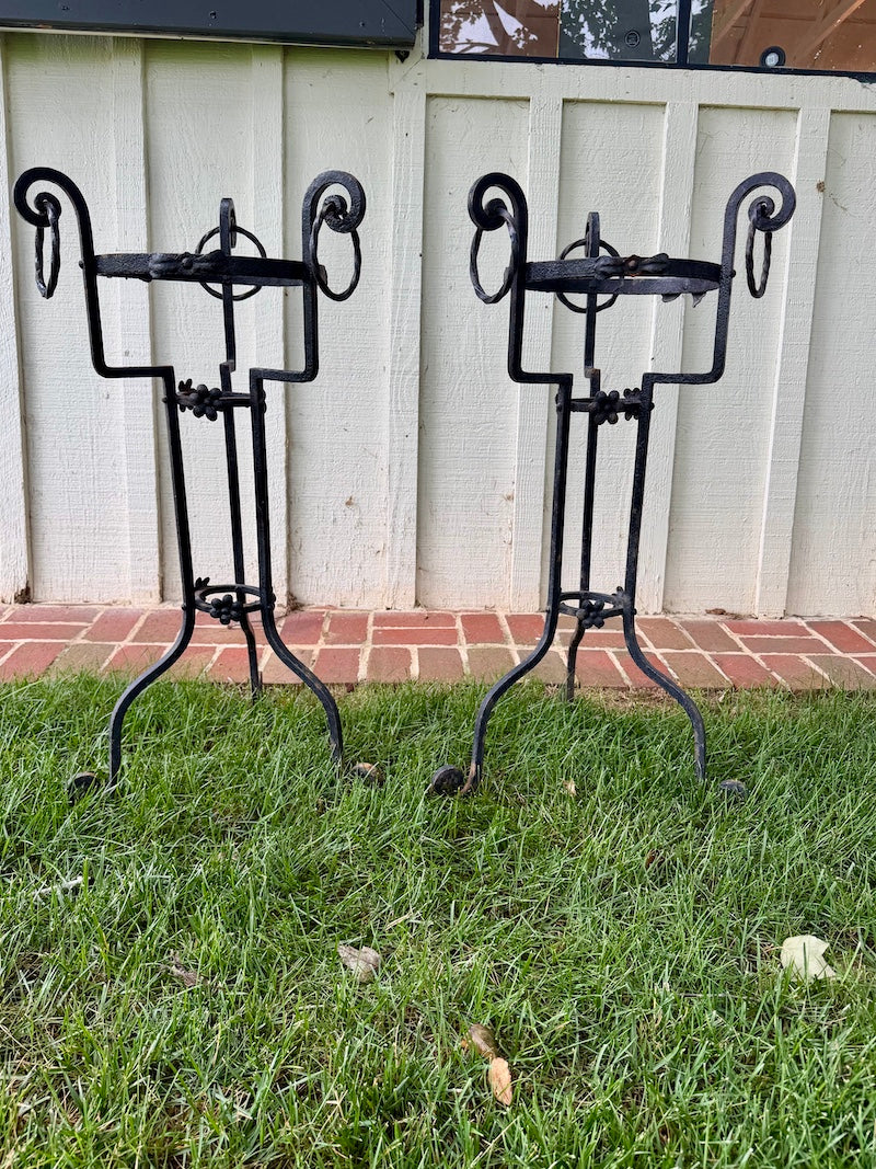 Antique Pair of Wrought Iron Plant Stands