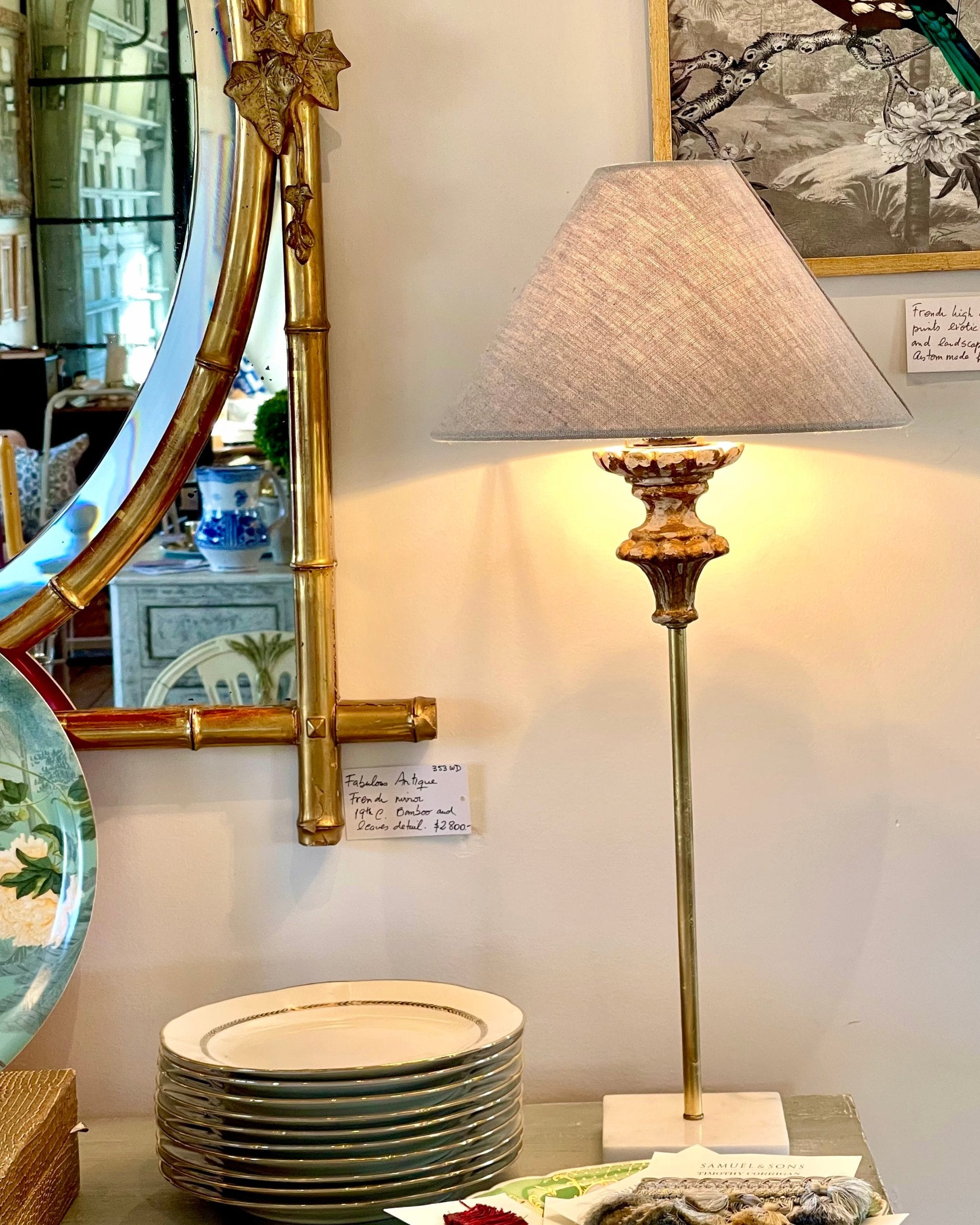 Pair of Gilt Table Lamps with Shades