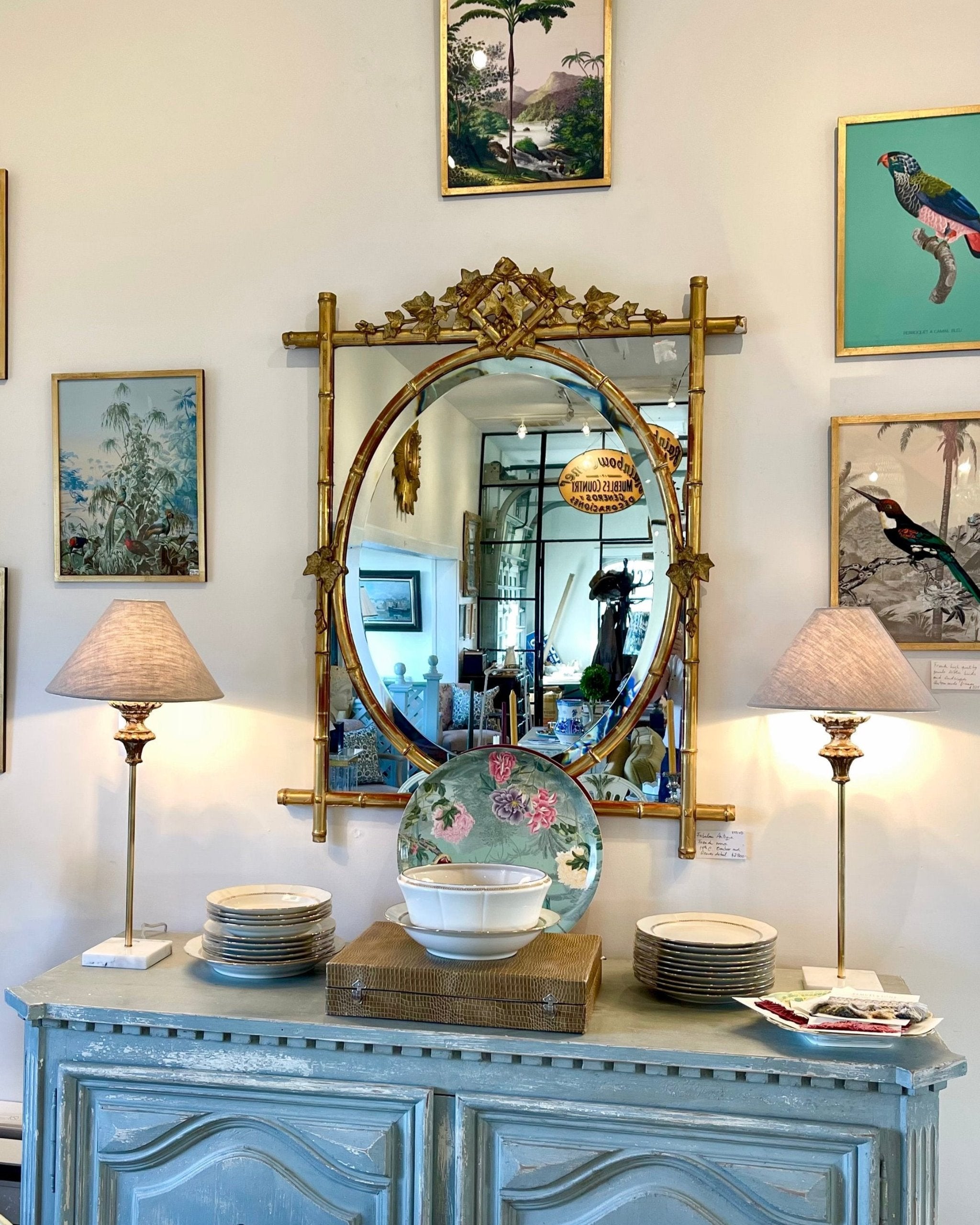 Pair of Gilt Table Lamps with Shades