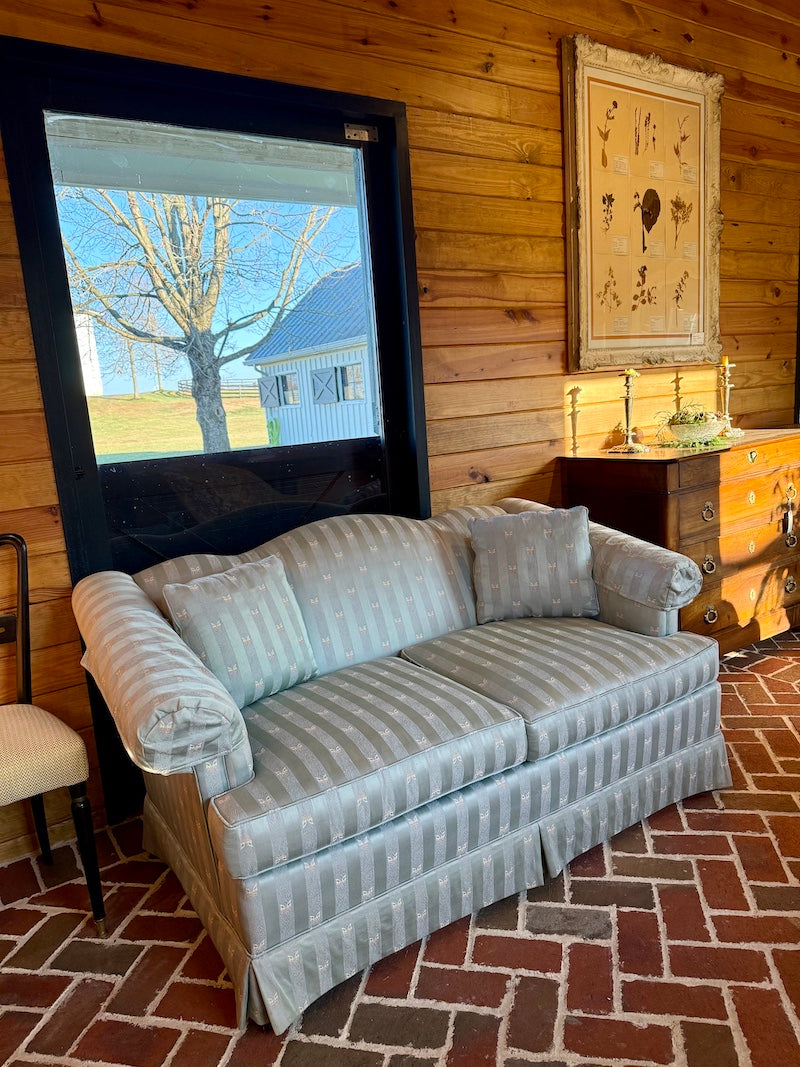 Beautiful Sofa in soft blue fabric, Middleburg designer