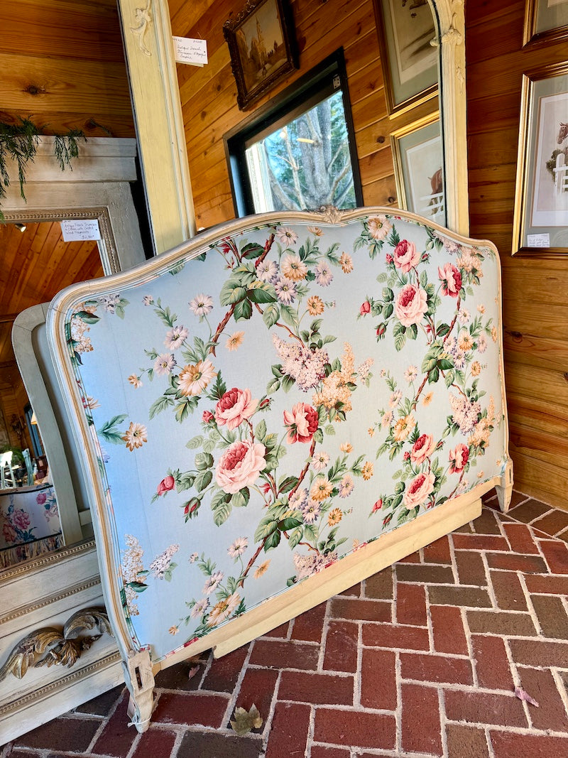 Antique French Headboard, Queen Size, Lee Jofa Fabric
