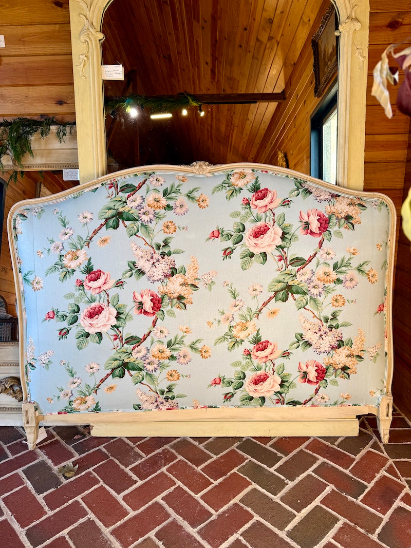 Antique French Headboard, Queen Size, Lee Jofa Fabric