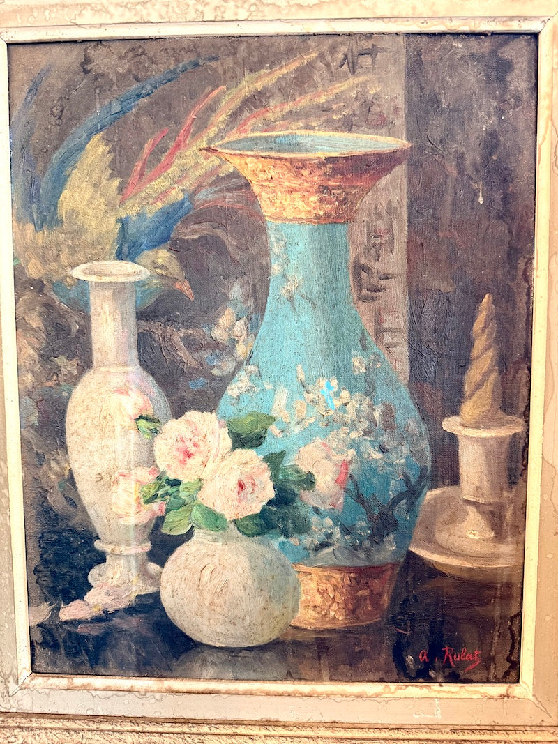 Antique French Still Life with Vases, early 20th. C