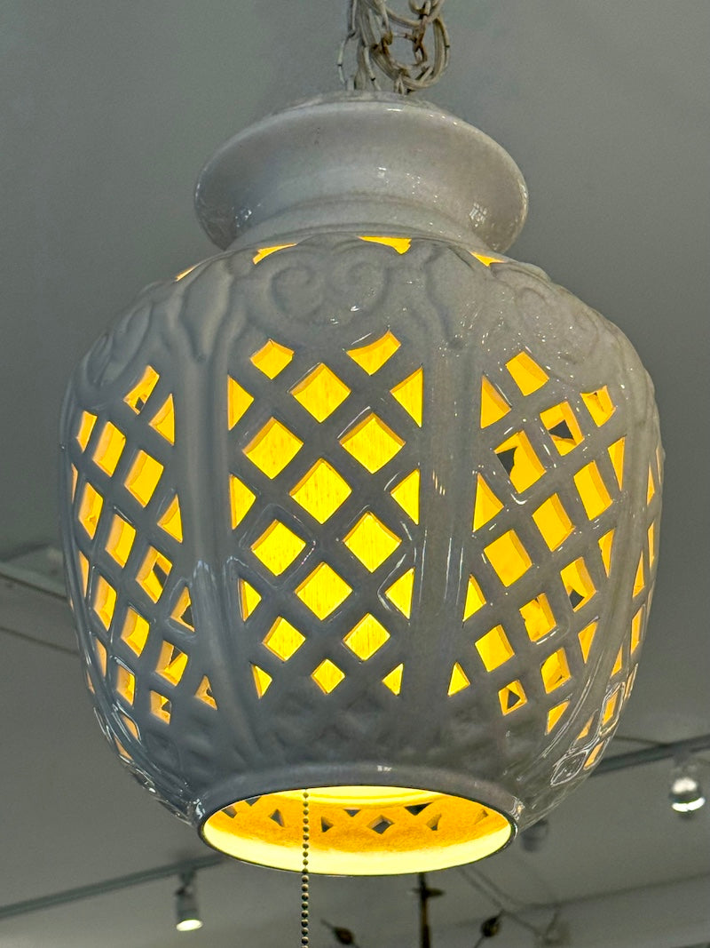 Pair of mid century modern off white Ceramic Lanterns