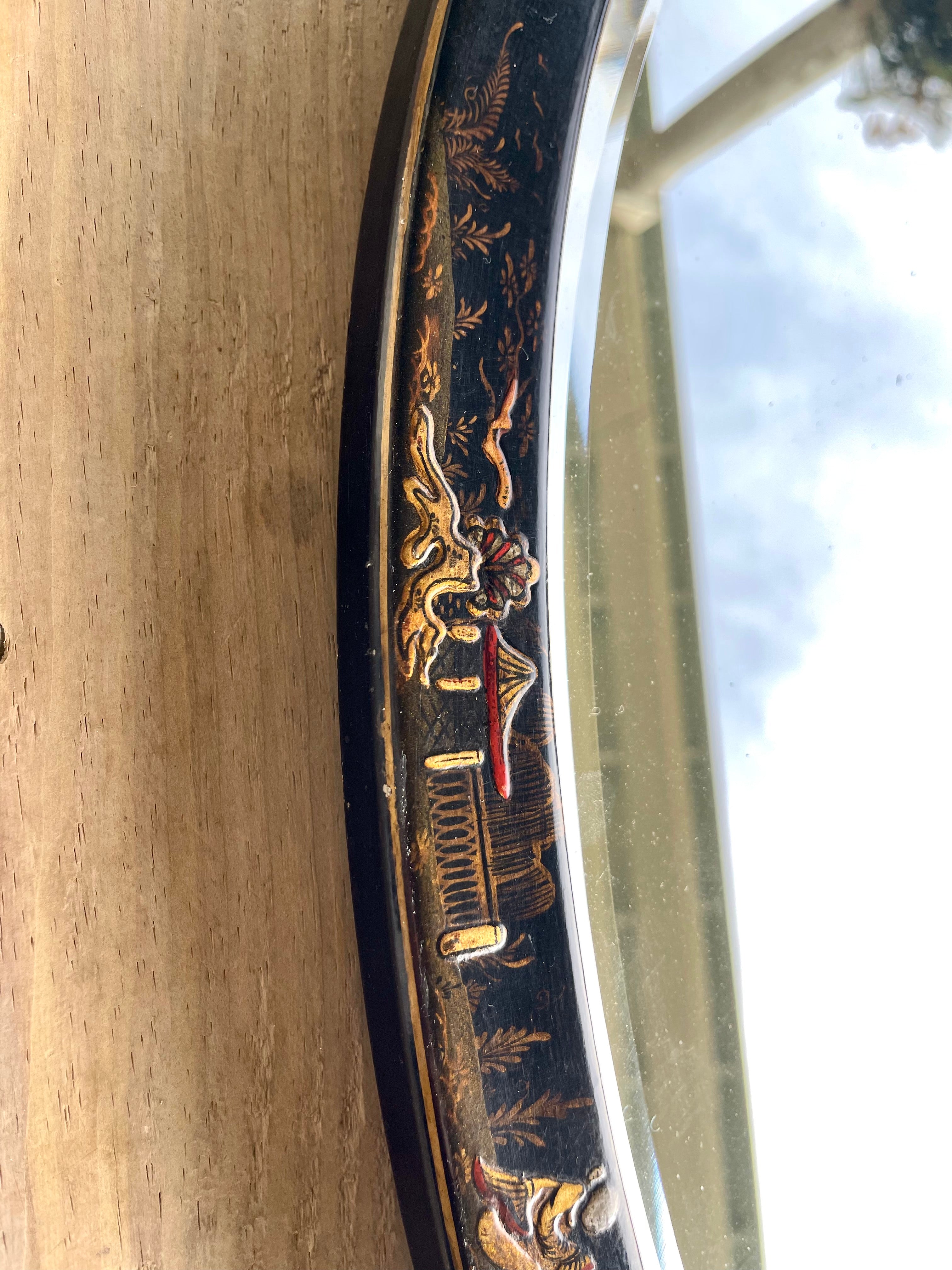 Victorian Chinoiserie Oval Mirror
