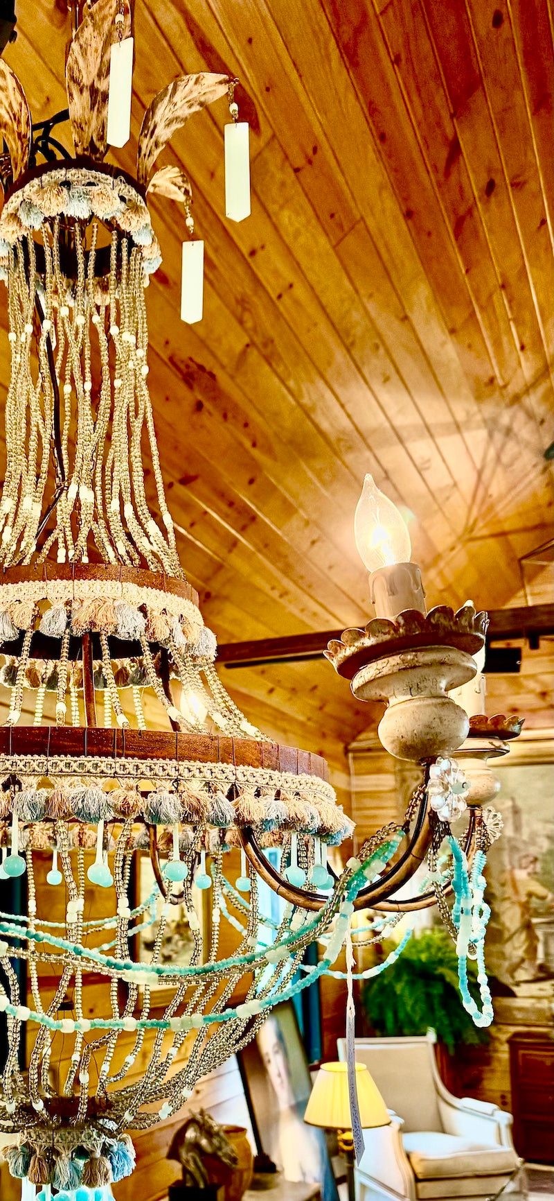 Antique Italian Chandelier with Murano glass detail and tassels