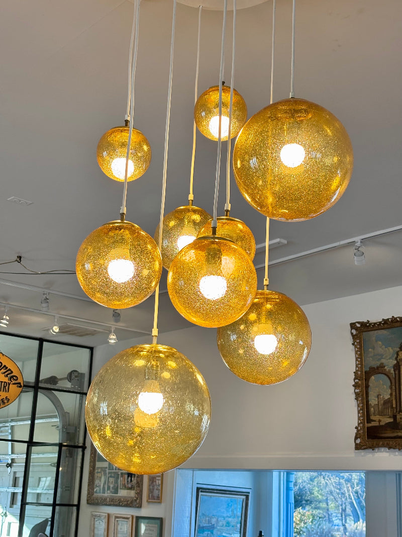 Italian Murano Glass Yellow Balls 1970's Light Fixture