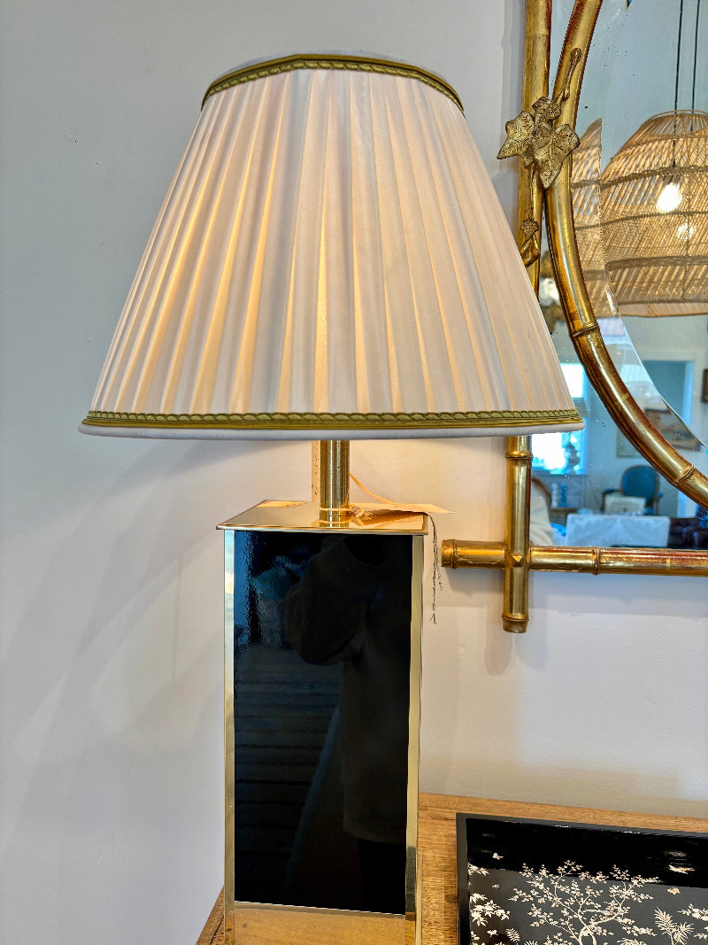 Pair of French Vintage Black and Brass Lamps