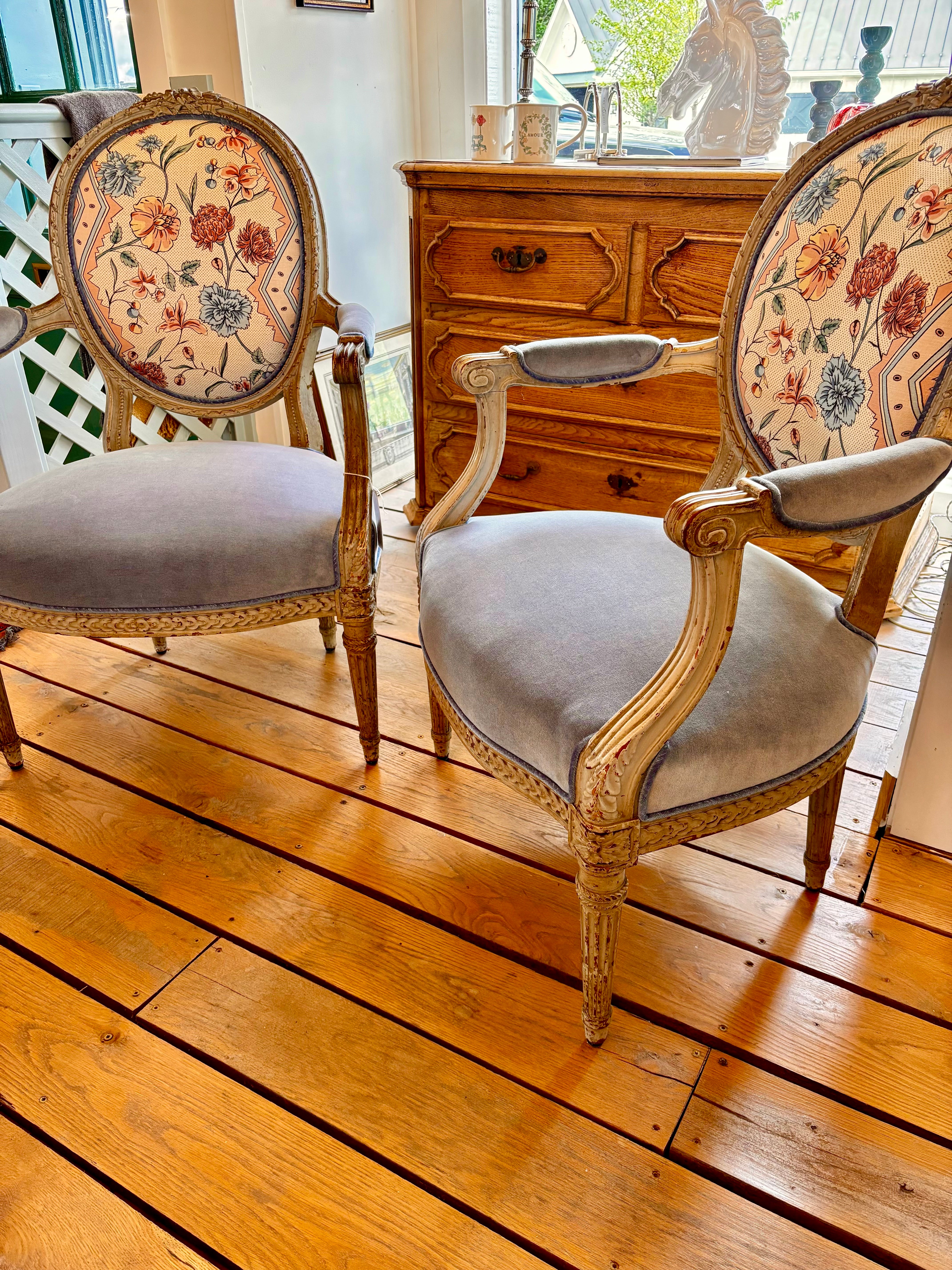Pair of Antique French Arm Chairs Louis XVI 1850-1880