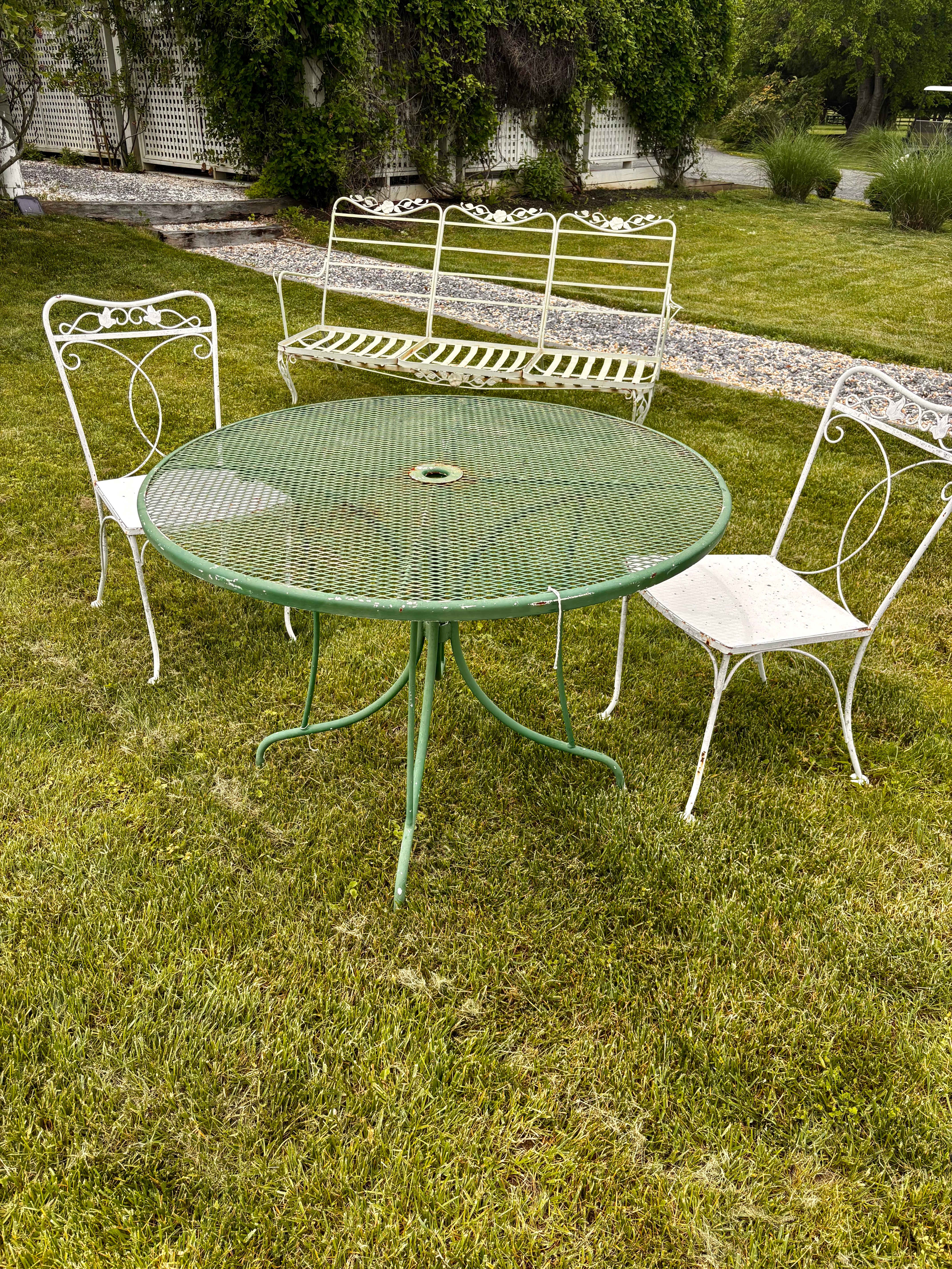 Pair of White Iron Chairs