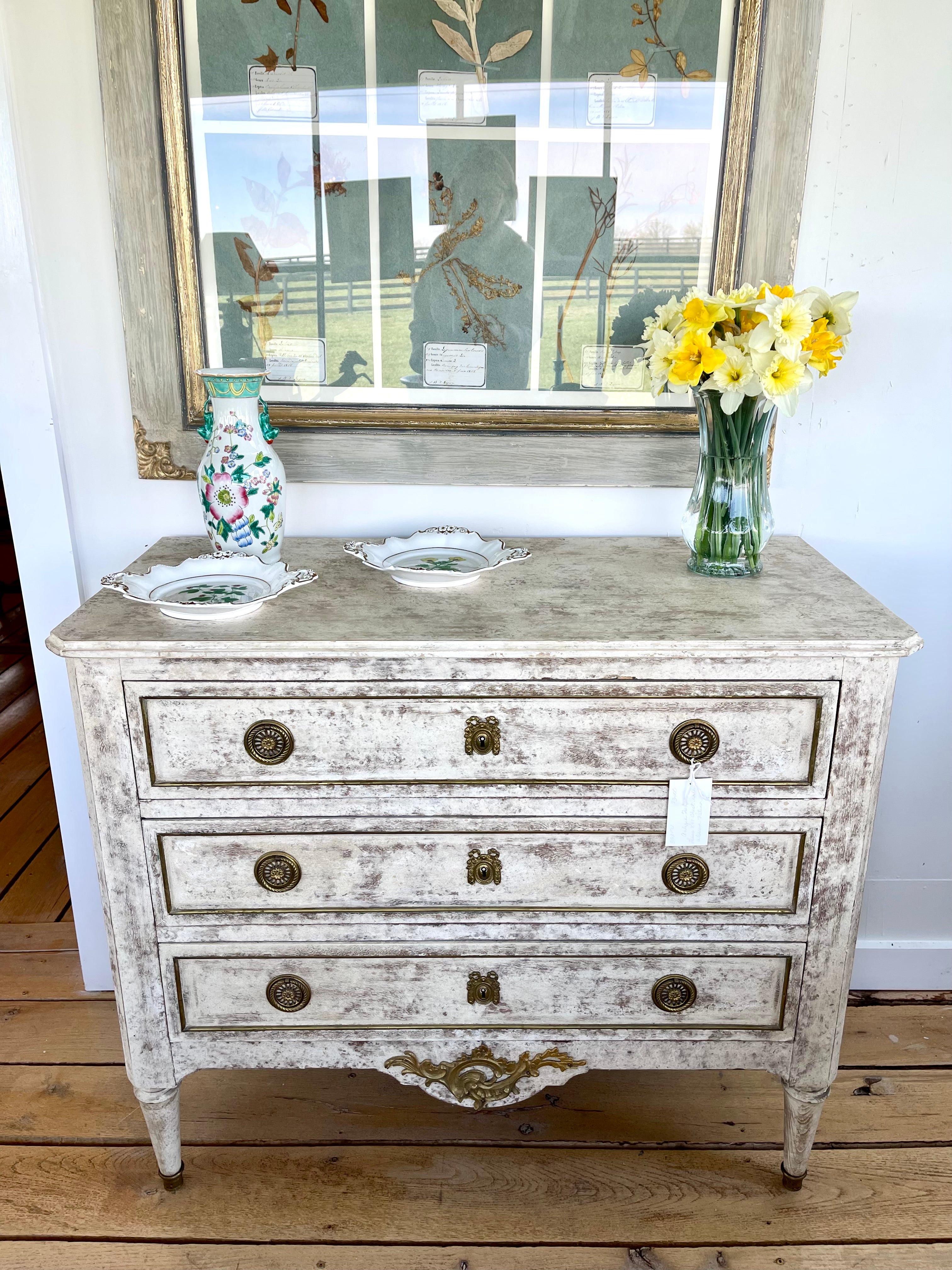 Antique French Dresser in Cream Patina