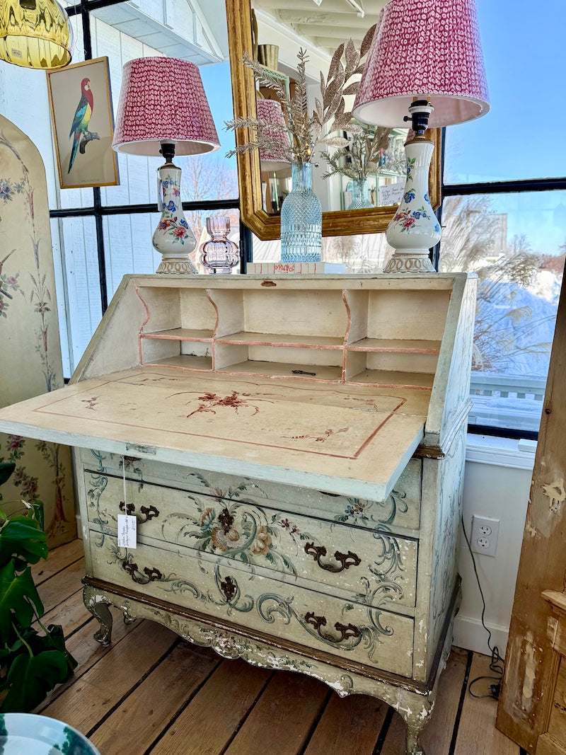 Antique Hand painted Italian Secretary Desk