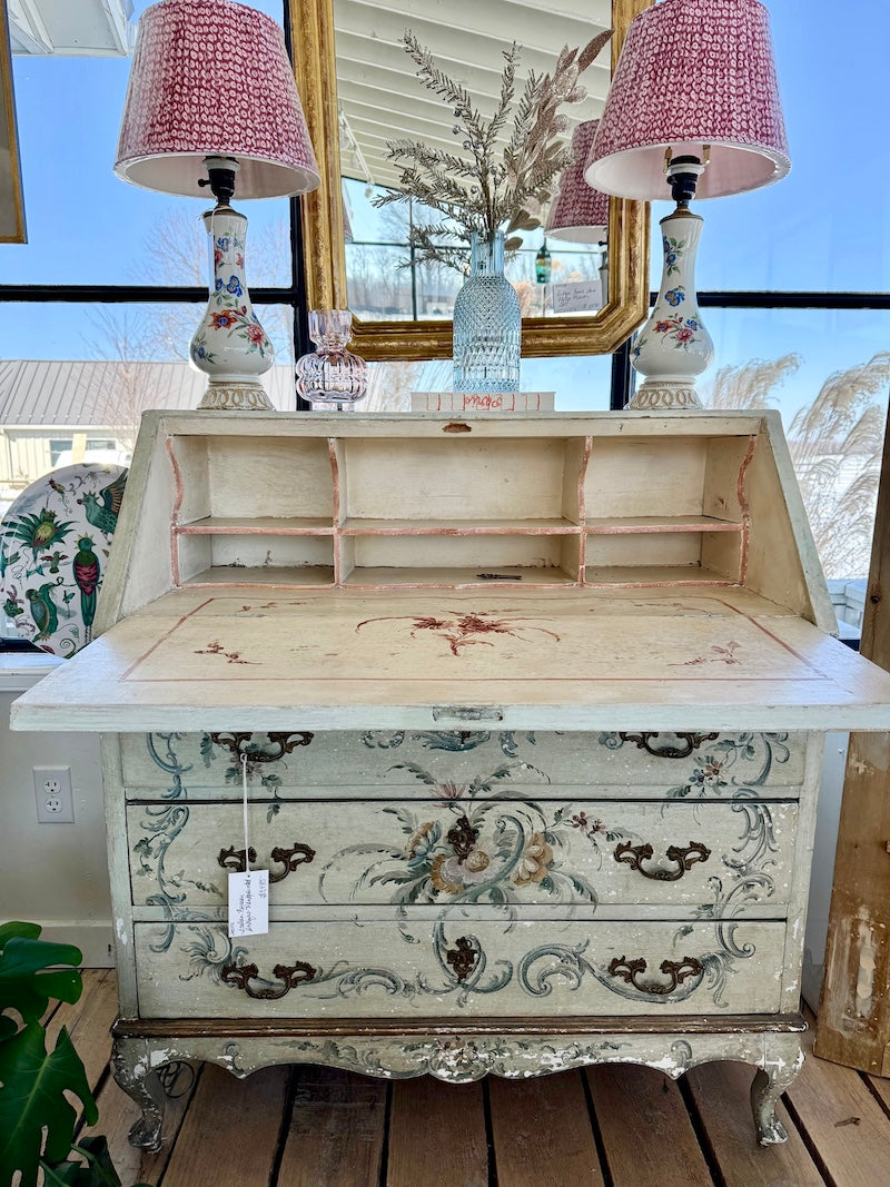 Antique Hand painted Italian Secretary Desk