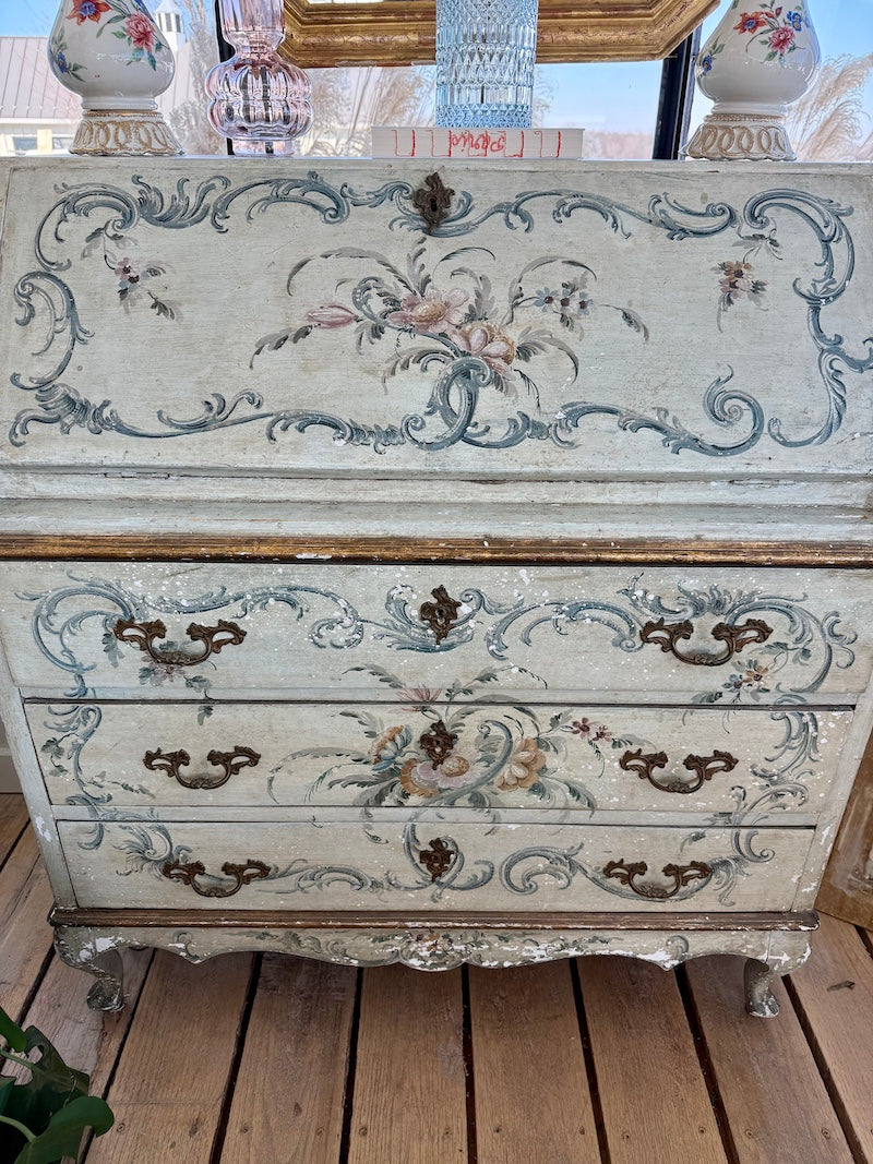 Antique Hand painted Italian Secretary Desk