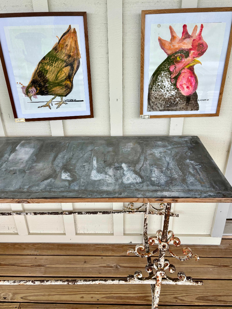 decorative metal outdoor table.